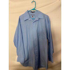 Tommy Hilfiger Mens Button Dress Shirt 16.5 32-33 Long Sleeve Blue XL Office
